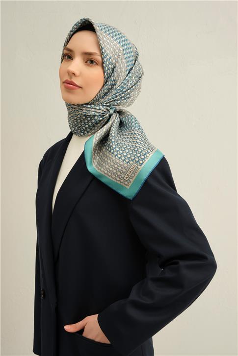 Armine Klasik Desenli Saf İpek Twill Eşarp 9319D 50