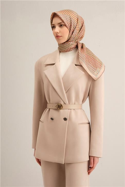 Armine Klasik Desenli Saf İpek Twill Eşarp 9319D 83