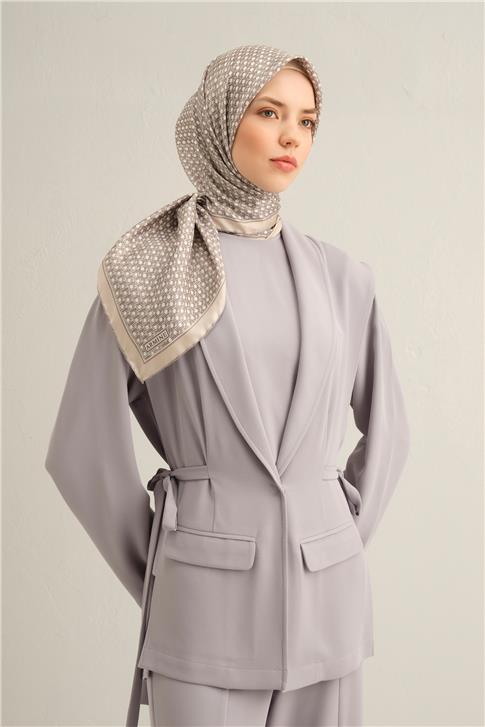 Armine Klasik Desenli Saf İpek Twill Eşarp 9319D 85