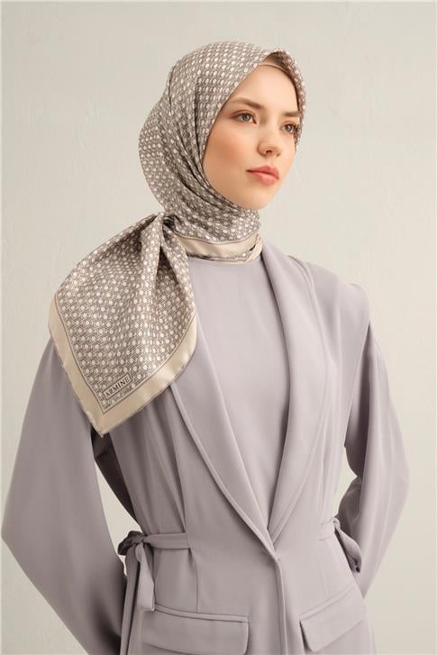 Armine Klasik Desenli Saf İpek Twill Eşarp 9319D 85