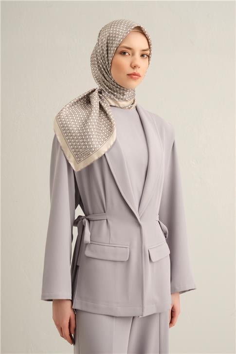Armine Klasik Desenli Saf İpek Twill Eşarp 9319D 85