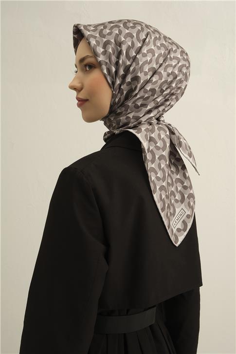 Armine Klasik Desenli Saf İpek Twill Eşarp 9321D 06