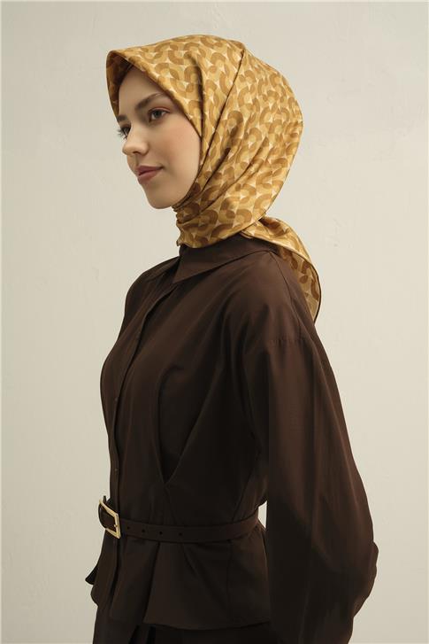 Armine Klasik Desenli Saf İpek Twill Eşarp 9321D 07
