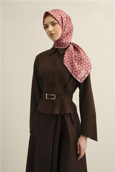 Armine Klasik Desenli Saf İpek Twill Eşarp 9321D 31