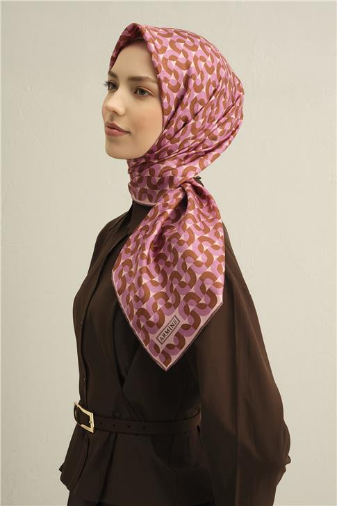Armine Klasik Desenli Saf İpek Twill Eşarp 9321D 31