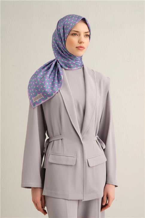 Armine Klasik Desenli Saf İpek Twill Eşarp 9321D 32