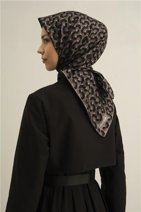 Armine Klasik Desenli Saf İpek Twill Eşarp 9321D 58