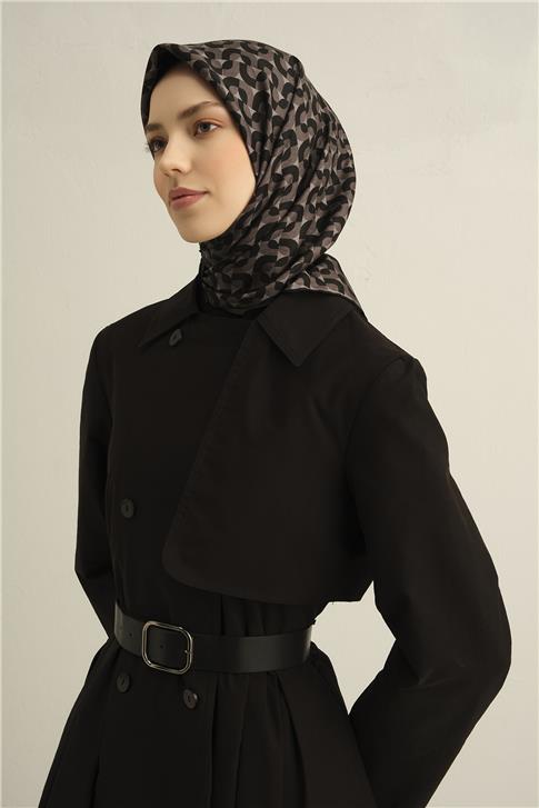 Armine Klasik Desenli Saf İpek Twill Eşarp 9321D 58