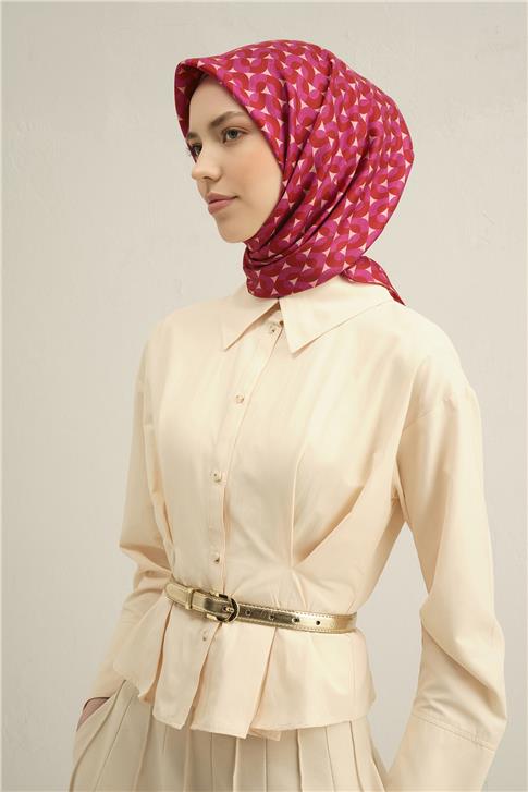 Armine Klasik Desenli Saf İpek Twill Eşarp 9321D 82