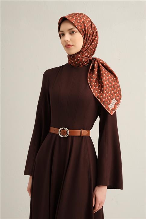 Armine Klasik Desenli Saf İpek Twill Eşarp 9321D 84