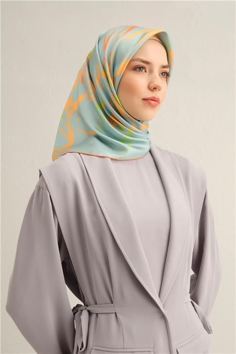 Armine Çiçek Desenli Saf İpek Sura Eşarp 9322D 04