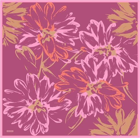 Armine Çiçek Desenli Saf İpek Sura Eşarp 9322D 09