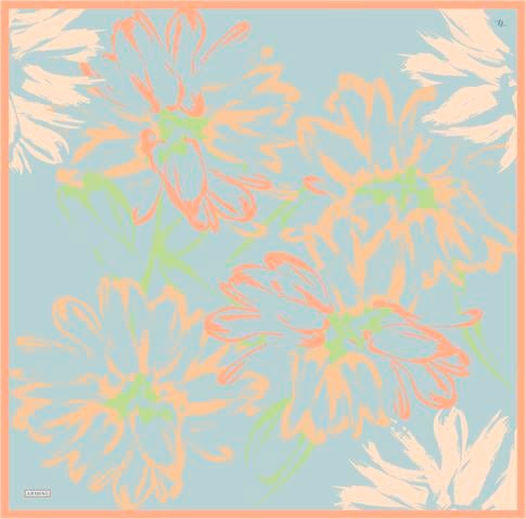 Armine Çiçek Desenli Saf İpek Twill Eşarp 9322D 04 