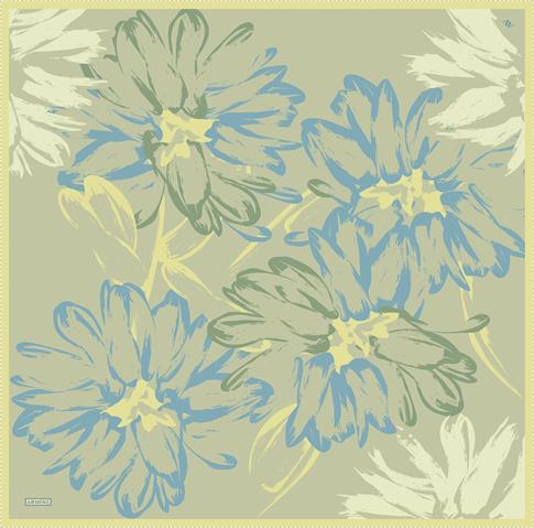 Armine Çiçek Desenli Saf İpek Twill Eşarp 9322D 12