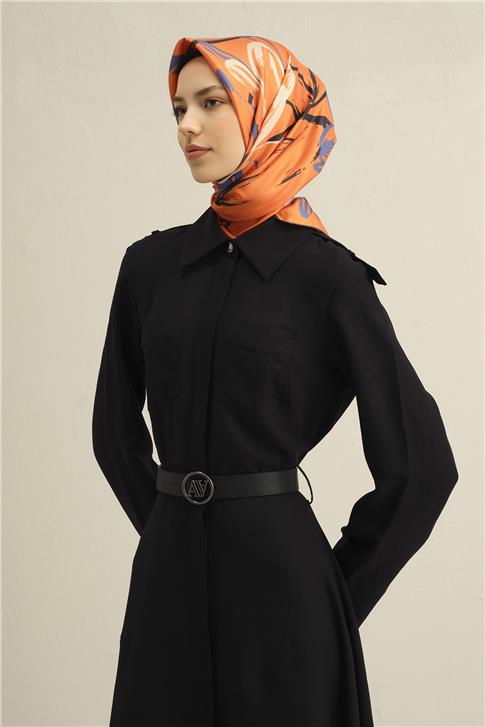 Armine Çiçek Desenli Saf İpek Twill Eşarp 9322D 38