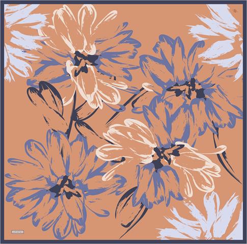 Armine Çiçek Desenli Saf İpek Twill Eşarp 9322D 38