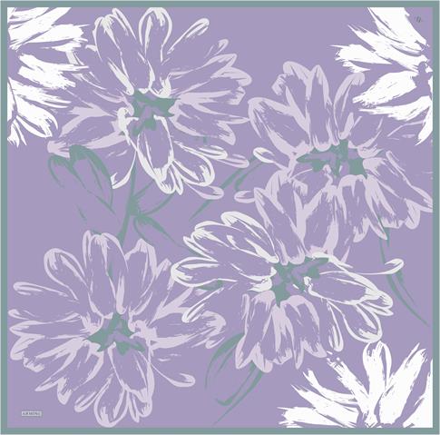 Armine Çiçek Desenli Saf İpek Twill Eşarp 9322D 57