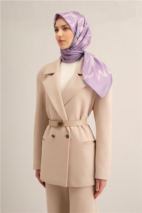 Armine Çiçek Desenli Saf İpek Twill Eşarp 9322D 57
