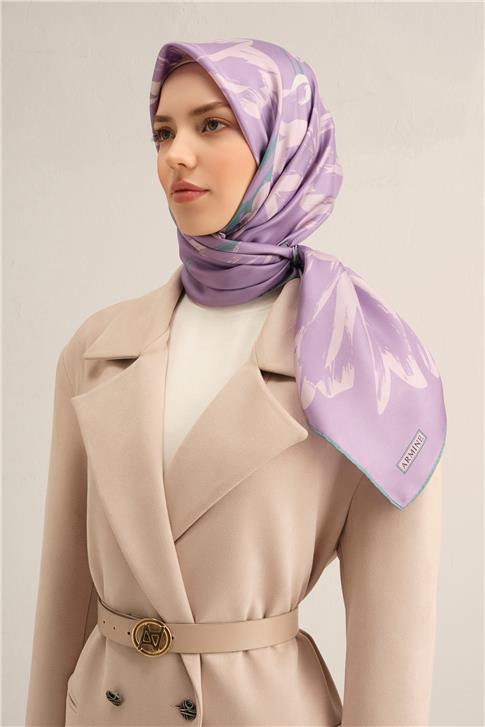 Armine Çiçek Desenli Saf İpek Twill Eşarp 9322D 57