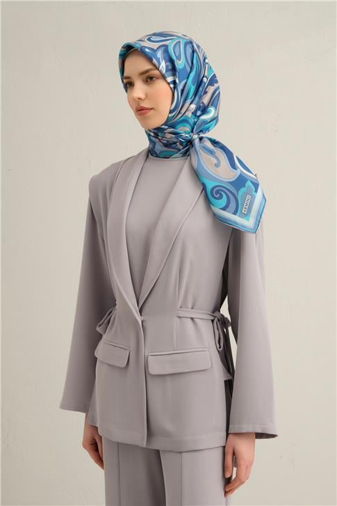Armine Etnik Desenli Saf İpek Twill Eşarp 9323D 06