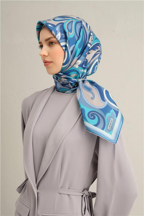 Armine Etnik Desenli Saf İpek Twill Eşarp 9323D 06