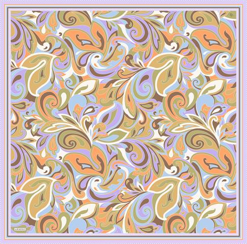 Armine Etnik Desenli Saf İpek Twill Eşarp 9323D 37