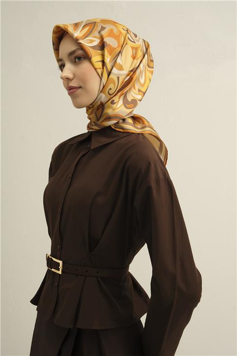 Armine Etnik Desenli Saf İpek Twill Eşarp 9323D 50