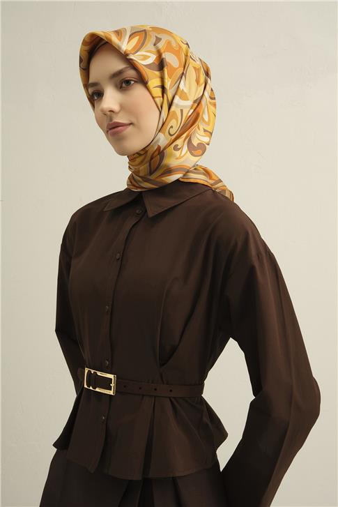 Armine Etnik Desenli Saf İpek Twill Eşarp 9323D 50