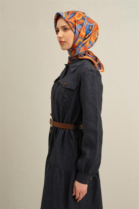 Armine Etnik Desenli Saf İpek Twill Eşarp 9323D 54