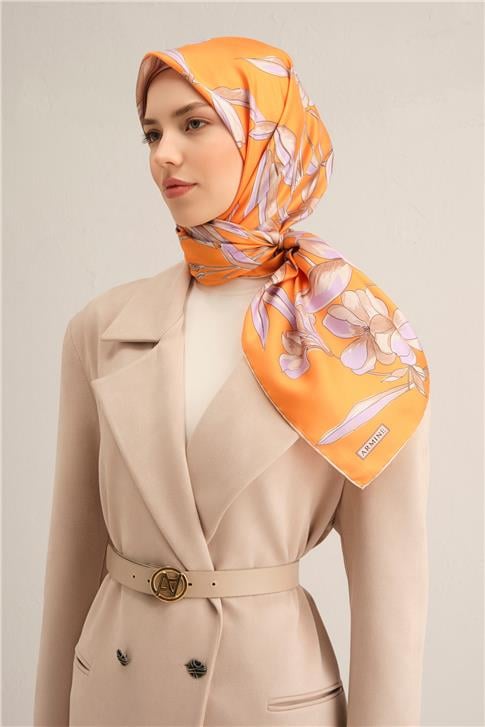 Armine Çiçek Desenli Saf İpek Sura Eşarp 9324D 33