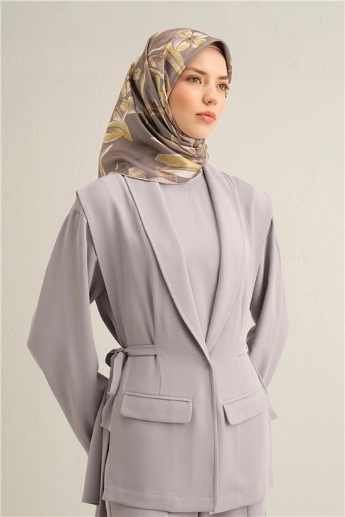 Armine Çiçek Desenli Saf İpek Twill Eşarp 9324D 35