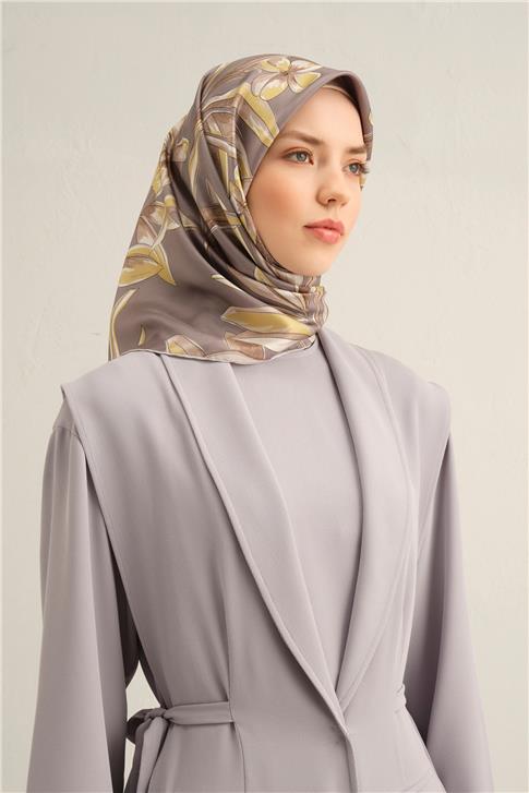 Armine Çiçek Desenli Saf İpek Twill Eşarp 9324D 35