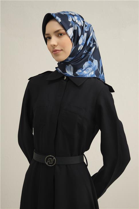 Armine Çiçek Desenli Saf İpek Twill Eşarp 9324D 51