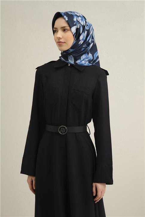 Armine Çiçek Desenli Saf İpek Twill Eşarp 9324D 51