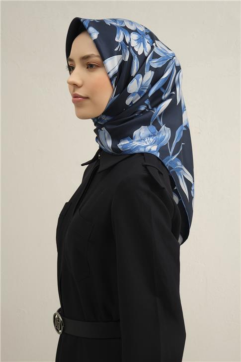 Armine Çiçek Desenli Saf İpek Twill Eşarp 9324D 51