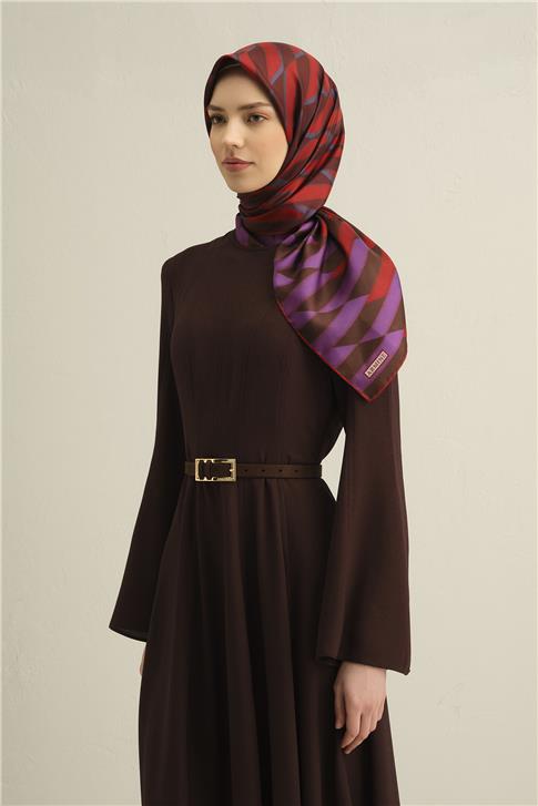 Armine Geometrik Desenli Saf İpek Sura Eşarp 9325D 83
