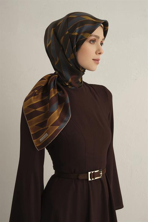 Armine Geometrik Desenli Saf İpek Twill Eşarp 9325D 21