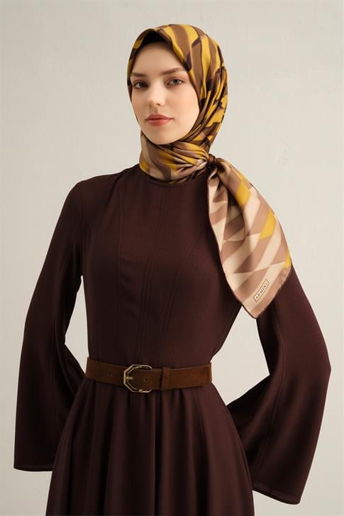 Armine Geometrik Desenli Saf İpek Twill Eşarp 9325D 35