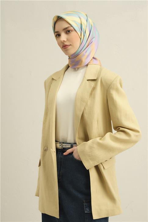 Armine Geometrik Desenli Saf İpek Twill Eşarp 9325D 55 
