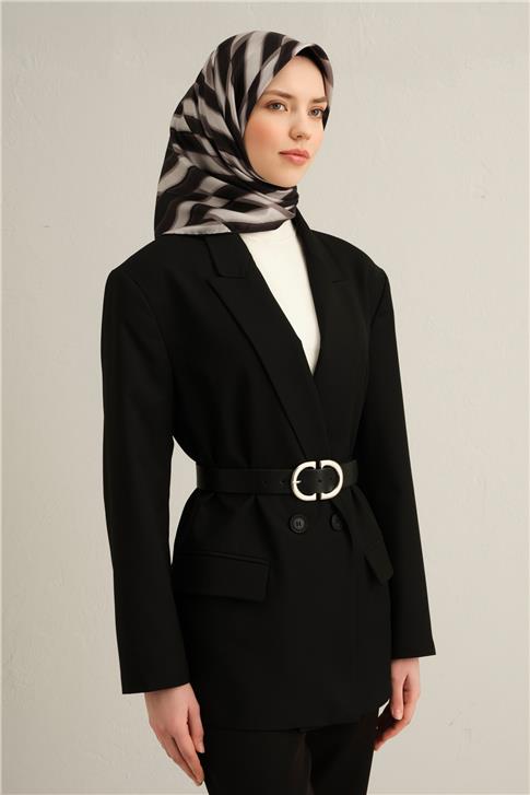 Armine Geometrik Desenli Saf İpek Twill Eşarp 9325D 80