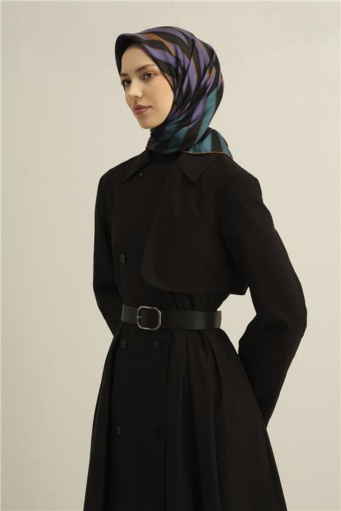 Armine Geometrik Desenli Saf İpek Twill Eşarp 9325D 82