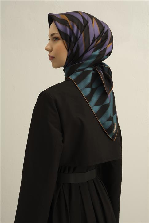 Armine Geometrik Desenli Saf İpek Twill Eşarp 9325D 82