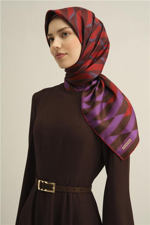 Armine Geometrik Desenli Saf İpek Twill Eşarp 9325D 83