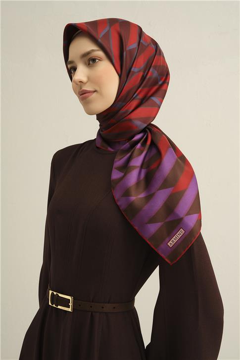 Armine Geometrik Desenli Saf İpek Twill Eşarp 9325D 83