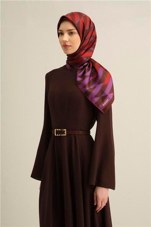 Armine Geometrik Desenli Saf İpek Twill Eşarp 9325D 83