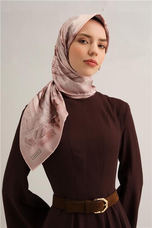 Armine Obje Desenli Saf İpek Sura Eşarp 9326D 32