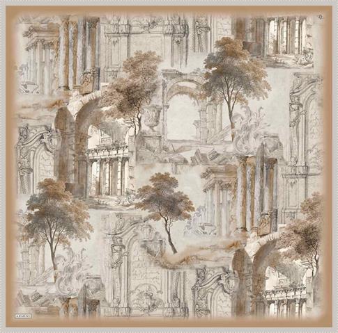 Armine Obje Desenli Saf İpek Twill Eşarp 9326D 83