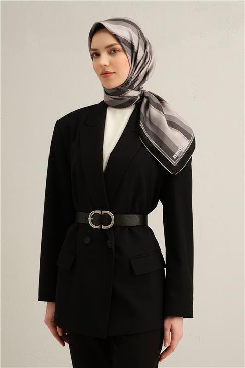 Armine Klasik Desenli Saf İpek Twill Eşarp 9327D 83 