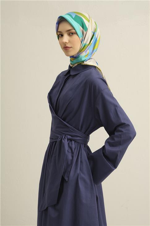 Armine Soyut Desenli Saf İpek Twill Eşarp 9328D 01