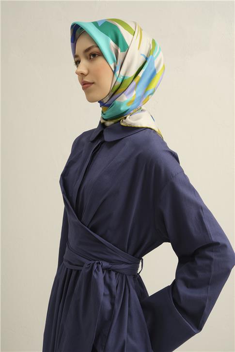 Armine Soyut Desenli Saf İpek Twill Eşarp 9328D 01